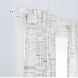 Mid-Century Cotton Canvas Etched Grid Curtain, Set of 2, Slate, 48"x96"